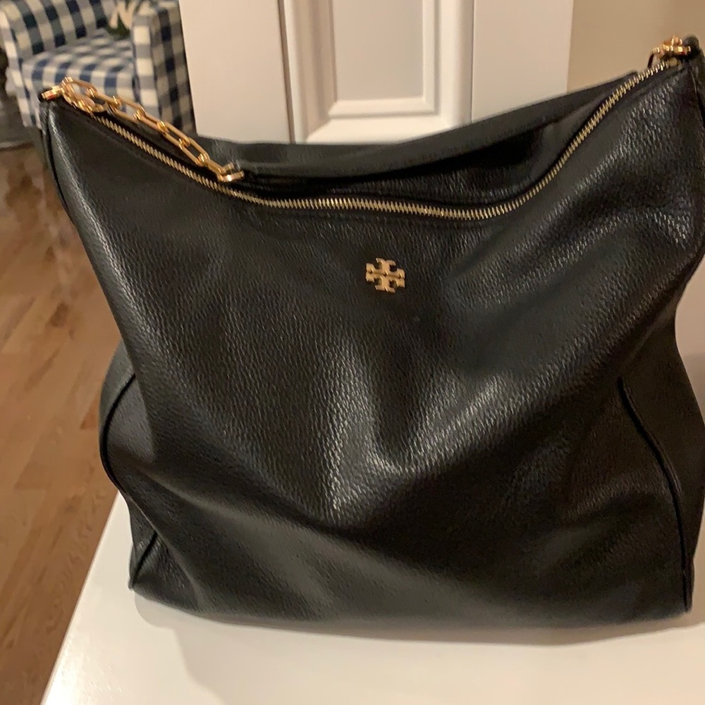 Tory Burch Black Shoulder Bag with Gold Accents